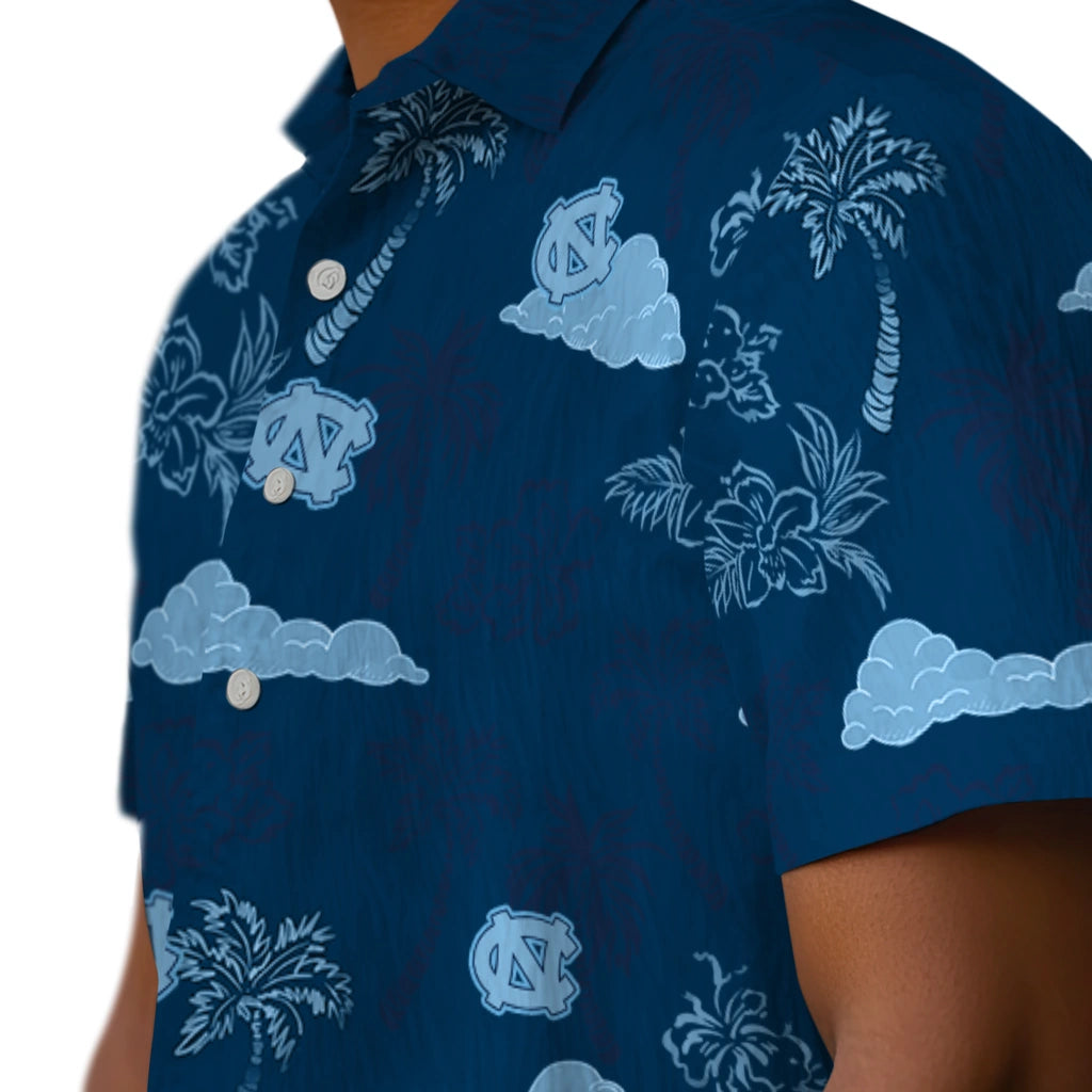 North Carolina Tar Heels Hawaiian Shirt - Palm And Clouds | Hula Hawaiian Shirts