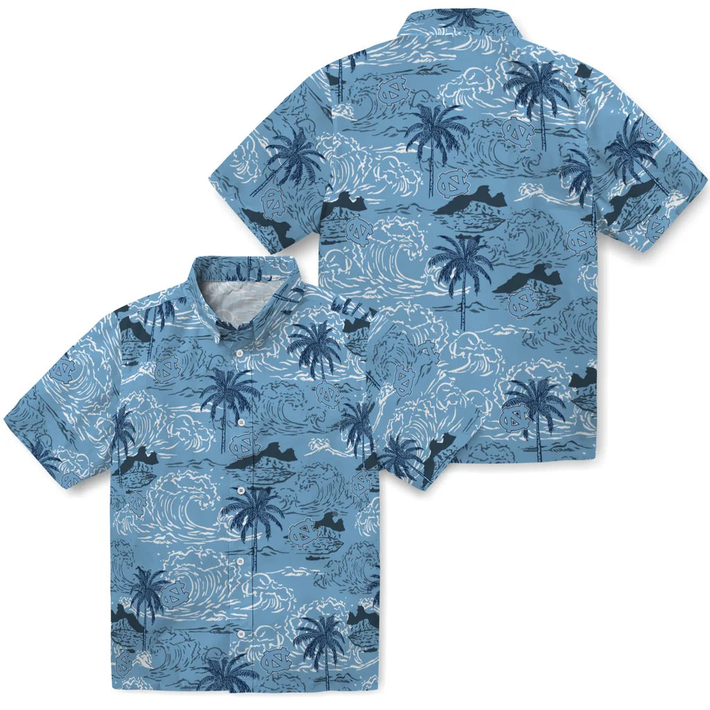 North Carolina Tar Heels Hawaiian Shirt - Wave Palm | Hula Hawaiian Shirts