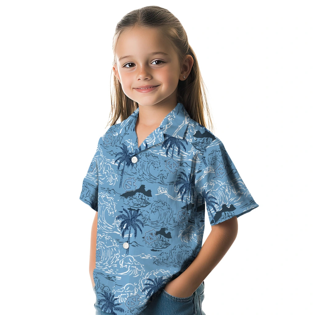 North Carolina Tar Heels Hawaiian Shirt - Wave Palm | Hula Hawaiian Shirts
