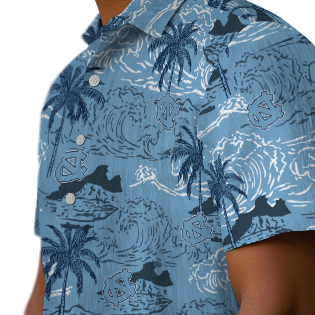 North Carolina Tar Heels Hawaiian Shirt - Wave Palm | Hula Hawaiian Shirts