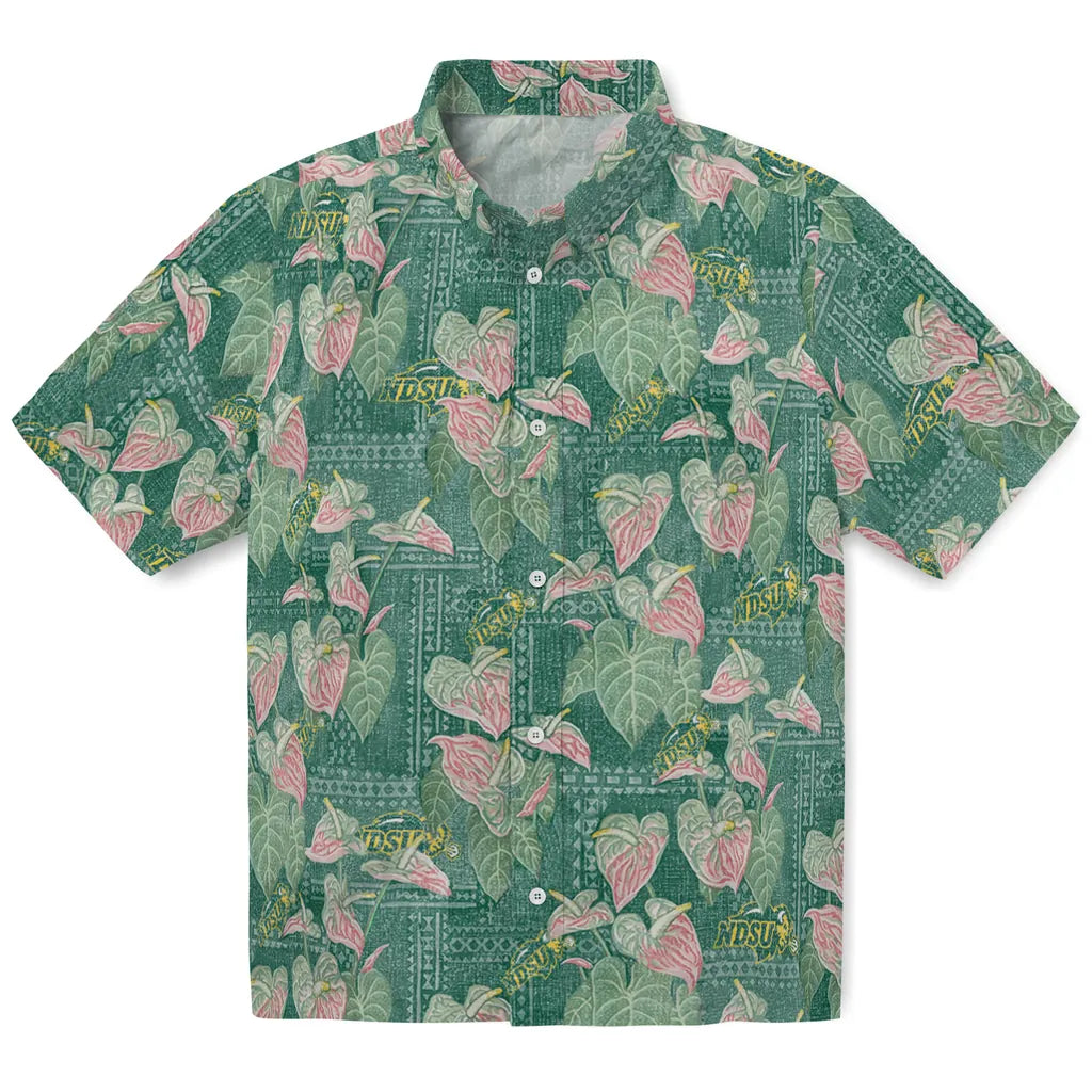 North Dakota State Bison Hawaiian Shirt - Anthurium Overlay | Hula Hawaiian Shirts