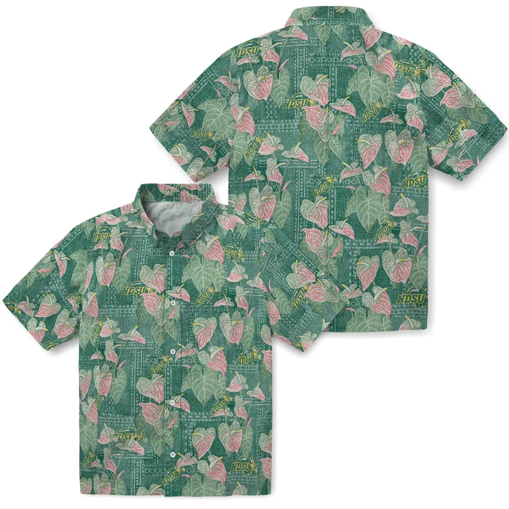 North Dakota State Bison Hawaiian Shirt - Anthurium Overlay | Hula Hawaiian Shirts