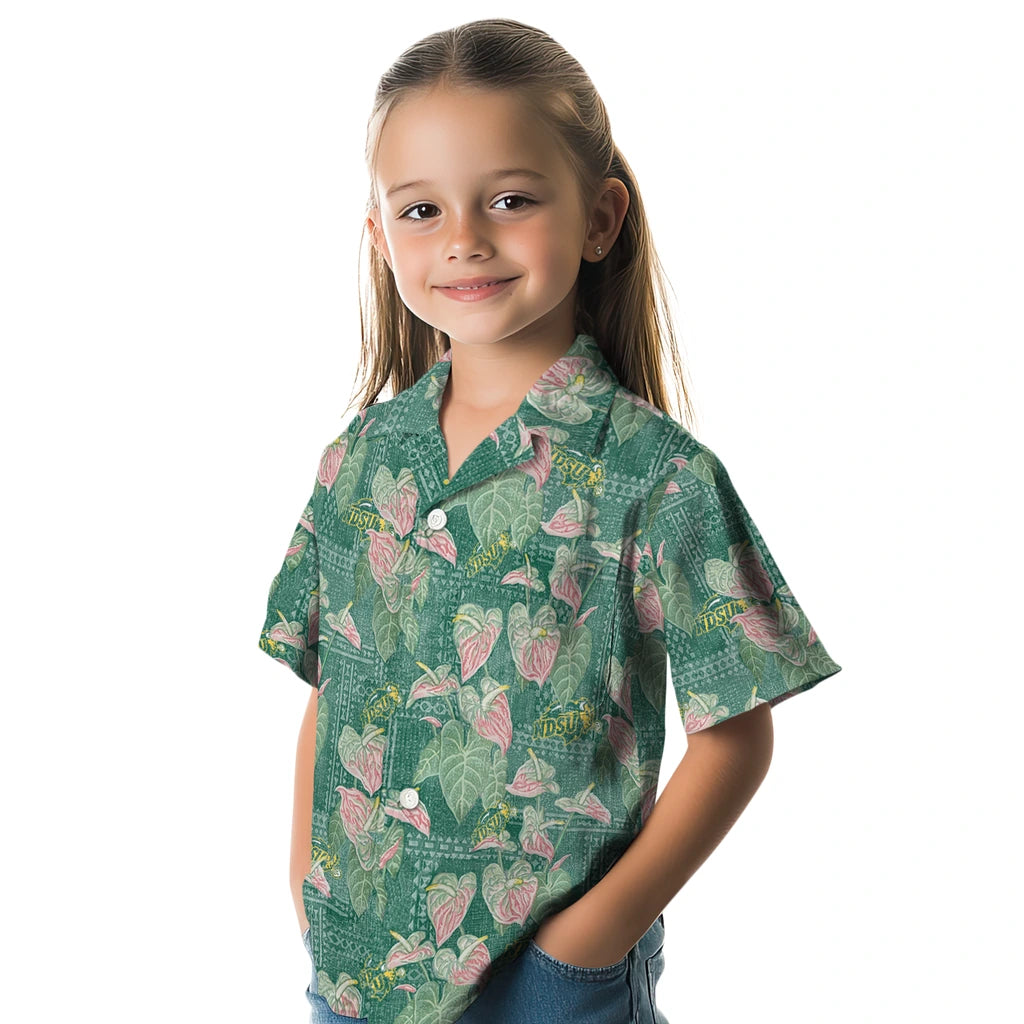 North Dakota State Bison Hawaiian Shirt - Anthurium Overlay | Hula Hawaiian Shirts