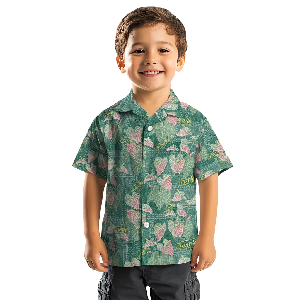 North Dakota State Bison Hawaiian Shirt - Anthurium Overlay | Hula Hawaiian Shirts