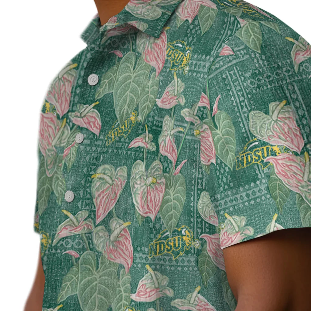 North Dakota State Bison Hawaiian Shirt - Anthurium Overlay | Hula Hawaiian Shirts