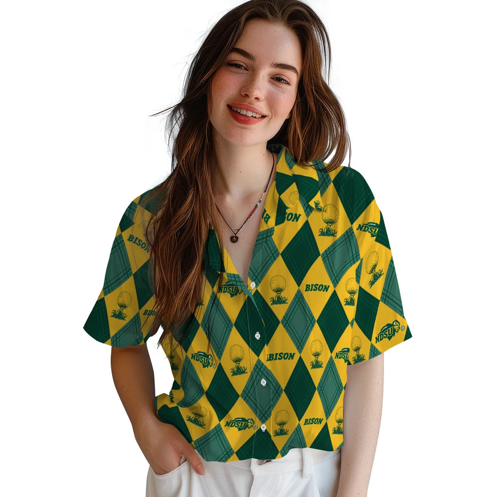 North Dakota State Bison Hawaiian Shirt - Golfing Plaid | Hula Hawaiian Shirts