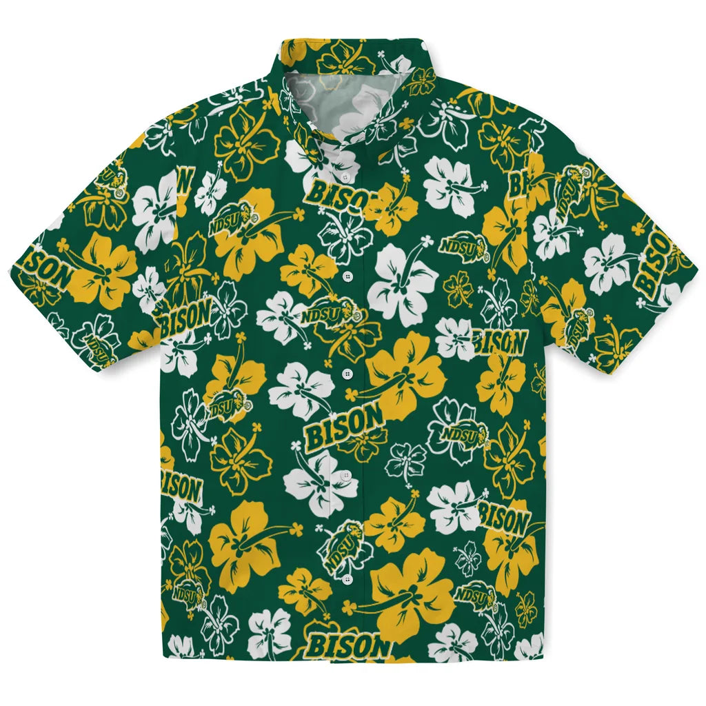 North Dakota State Bison Hawaiian Shirt - Hibiscus Flower Design | Hula Hawaiian Shirts
