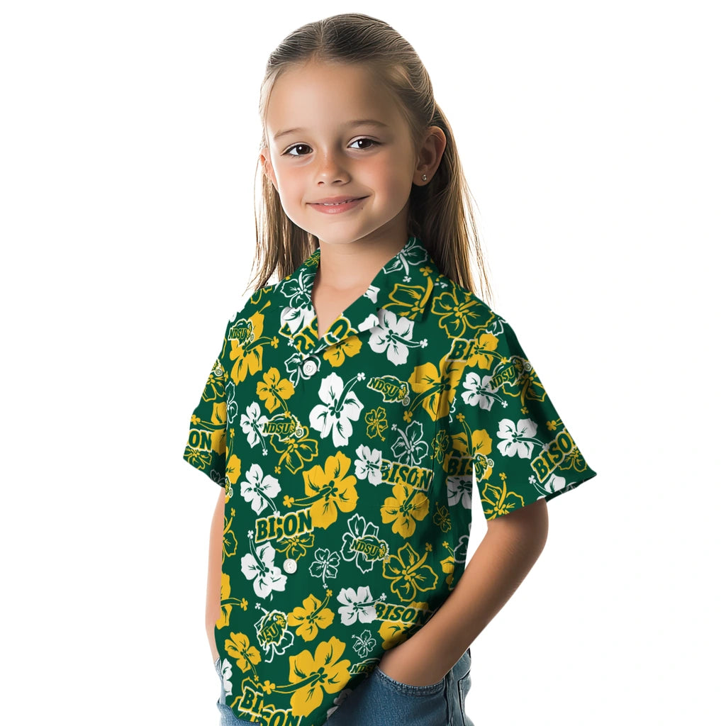 North Dakota State Bison Hawaiian Shirt - Hibiscus Flower Design | Hula Hawaiian Shirts