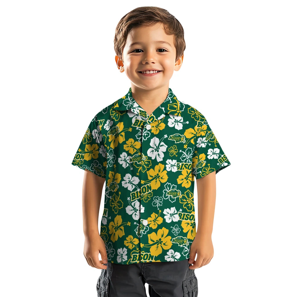 North Dakota State Bison Hawaiian Shirt - Hibiscus Flower Design | Hula Hawaiian Shirts
