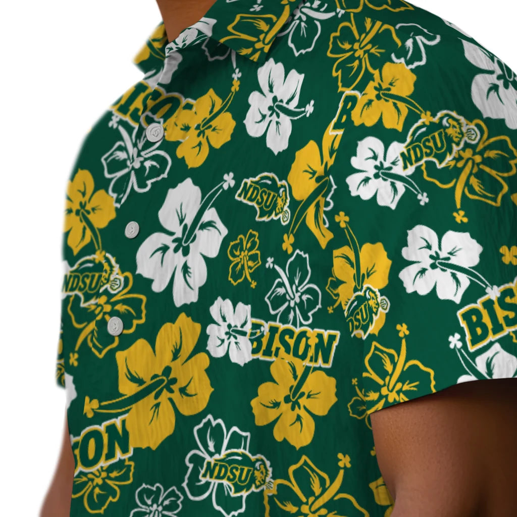 North Dakota State Bison Hawaiian Shirt - Hibiscus Flower Design | Hula Hawaiian Shirts