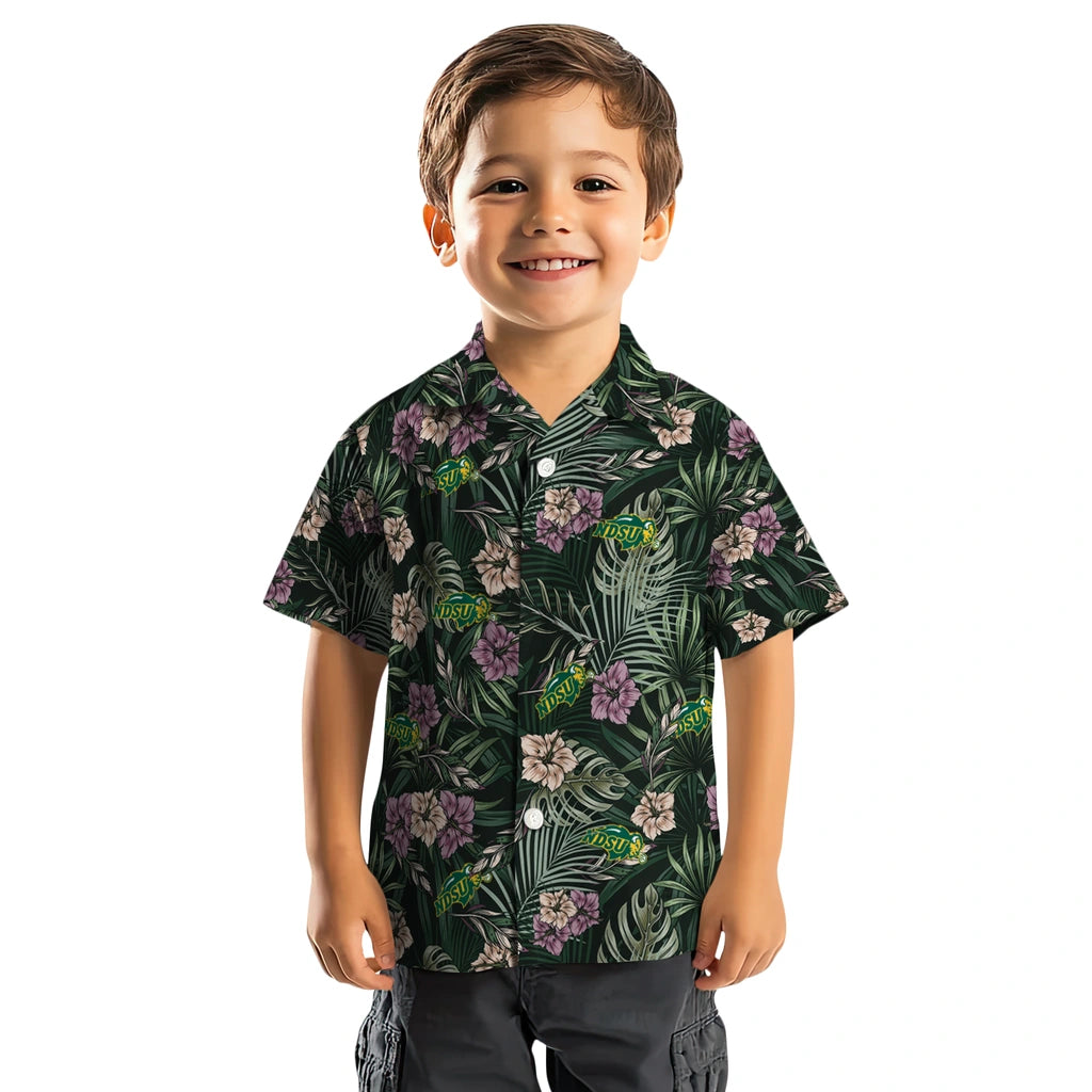 North Dakota State Bison Hawaiian Shirt - Hibiscus Leaves Pattern | Hula Hawaiian Shirts