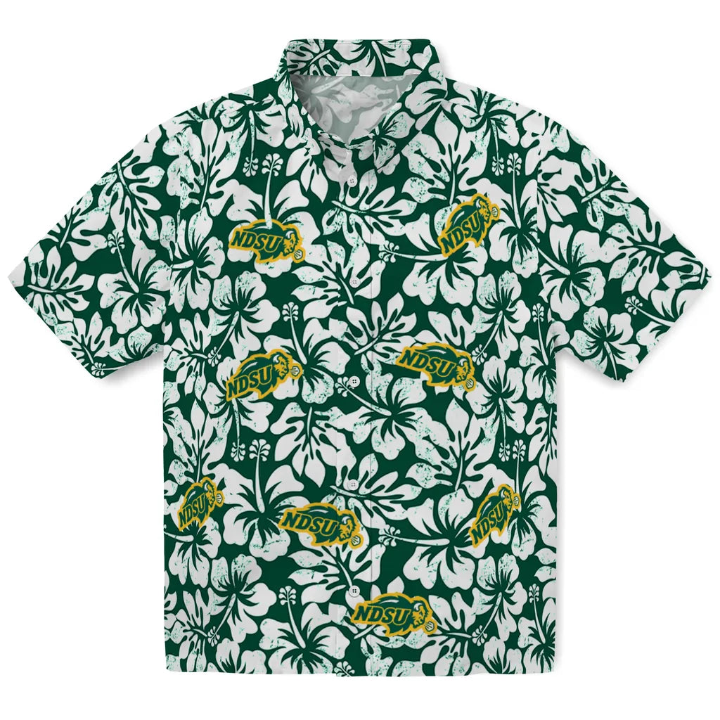 North Dakota State Bison Hawaiian Shirt - Hibiscus Motif | Hula Hawaiian Shirts