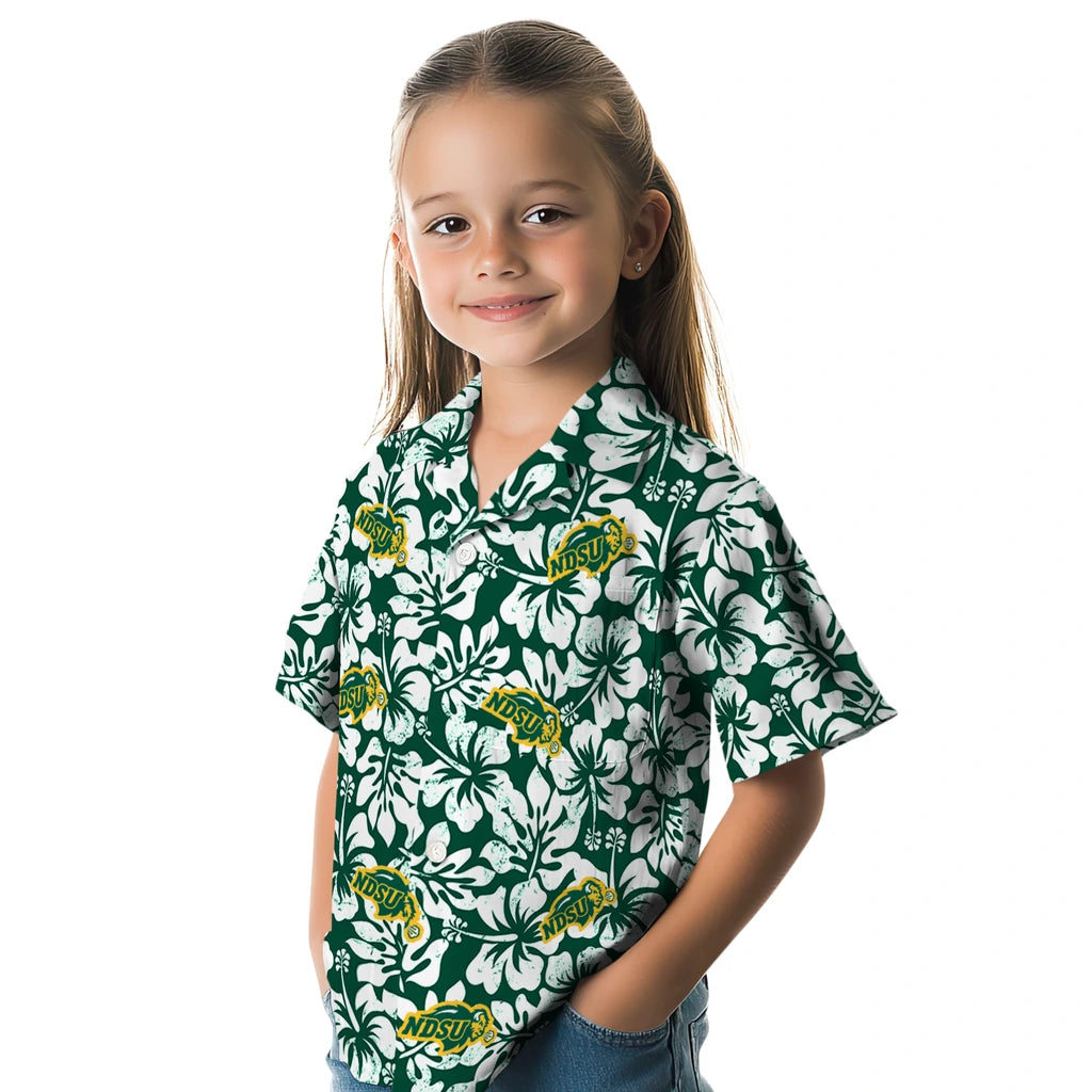 North Dakota State Bison Hawaiian Shirt - Hibiscus Motif | Hula Hawaiian Shirts