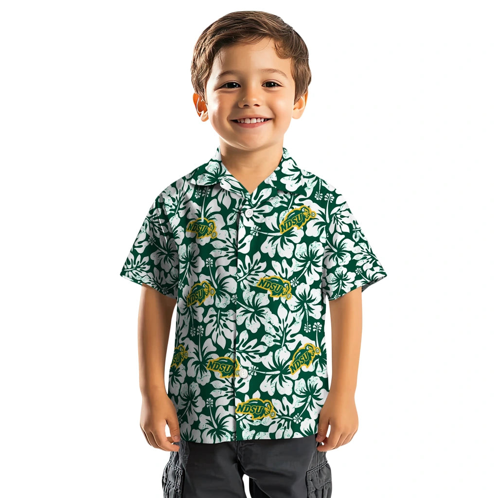 North Dakota State Bison Hawaiian Shirt - Hibiscus Motif | Hula Hawaiian Shirts