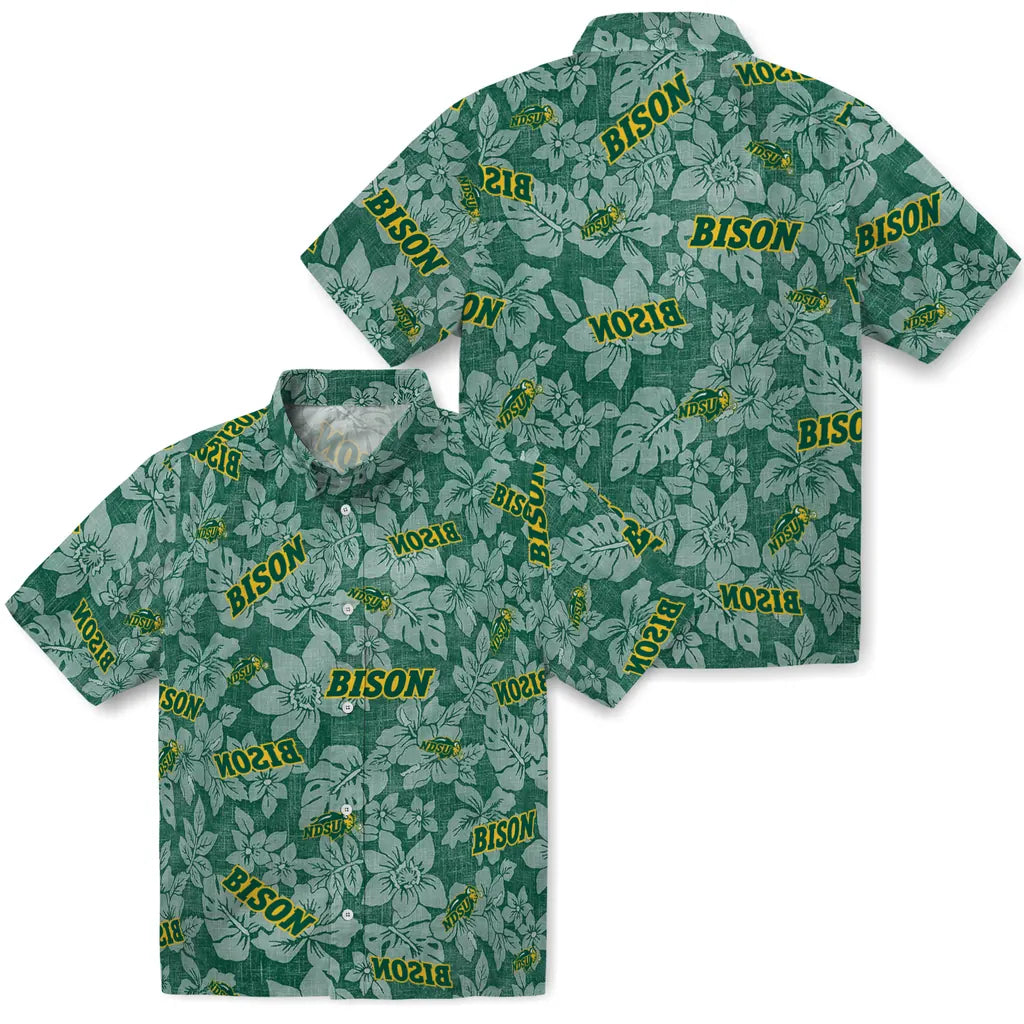 North Dakota State Bison Hawaiian Shirt - Hibiscus Oasis | Hula Hawaiian Shirts