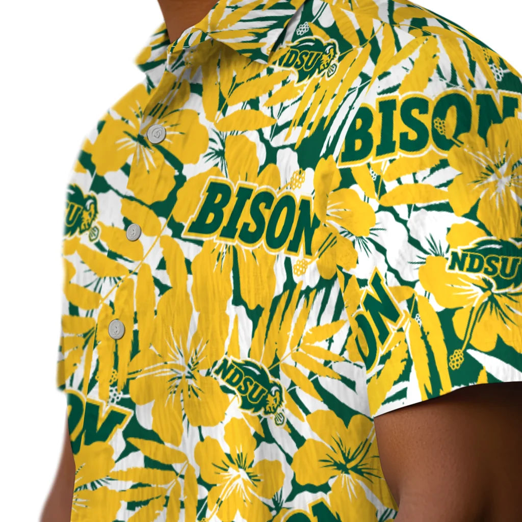 North Dakota State Bison Hawaiian Shirt - Hibiscus Overlay | Hula Hawaiian Shirts