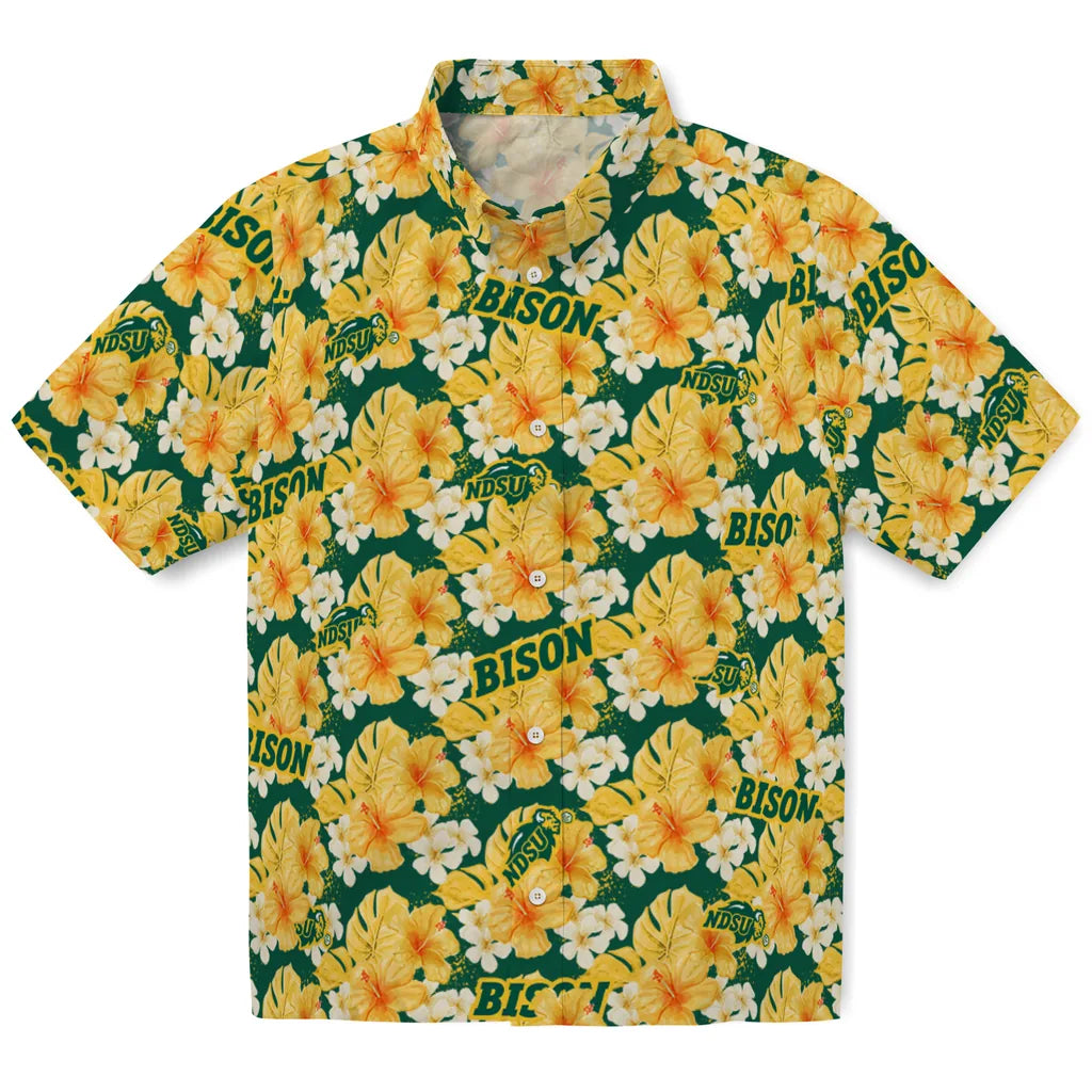 North Dakota State Bison Hawaiian Shirt - Hibiscus Tropics | Hula Hawaiian Shirts