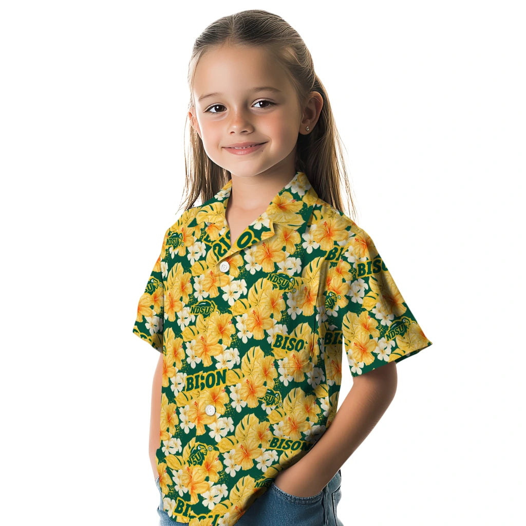 North Dakota State Bison Hawaiian Shirt - Hibiscus Tropics | Hula Hawaiian Shirts