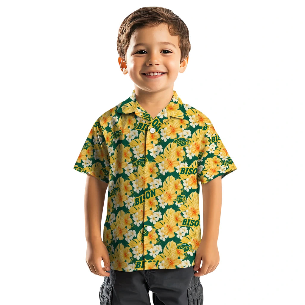 North Dakota State Bison Hawaiian Shirt - Hibiscus Tropics | Hula Hawaiian Shirts