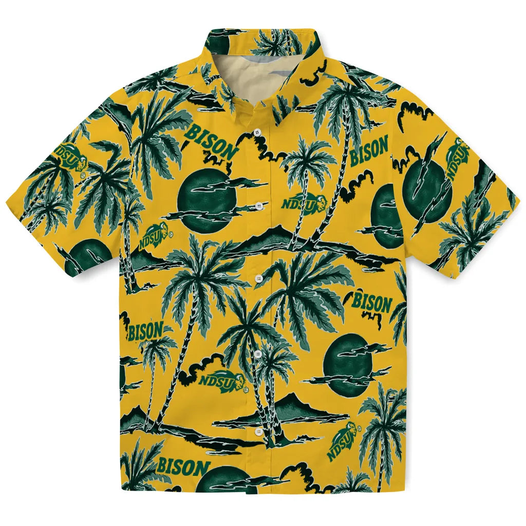 North Dakota State Bison Hawaiian Shirt - Palm Sunset | Hula Hawaiian Shirts