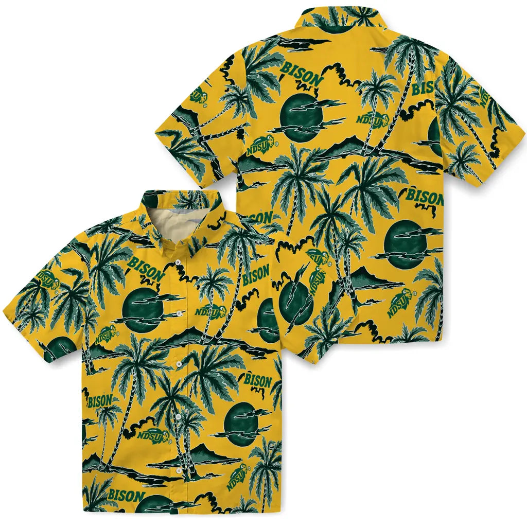North Dakota State Bison Hawaiian Shirt - Palm Sunset | Hula Hawaiian Shirts