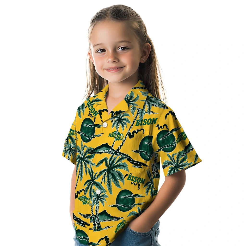North Dakota State Bison Hawaiian Shirt - Palm Sunset | Hula Hawaiian Shirts