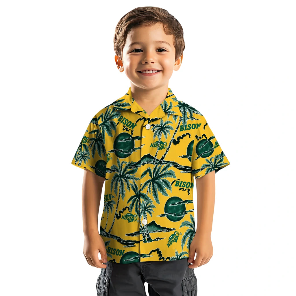 North Dakota State Bison Hawaiian Shirt - Palm Sunset | Hula Hawaiian Shirts