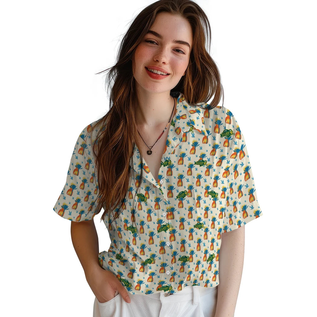 North Dakota State Bison Hawaiian Shirt - Pineapple Delight | Hula Hawaiian Shirts