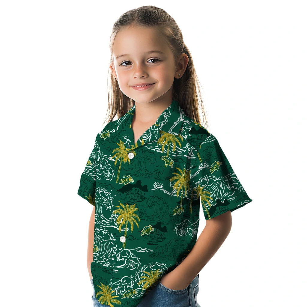North Dakota State Bison Hawaiian Shirt - Wave Palm | Hula Hawaiian Shirts