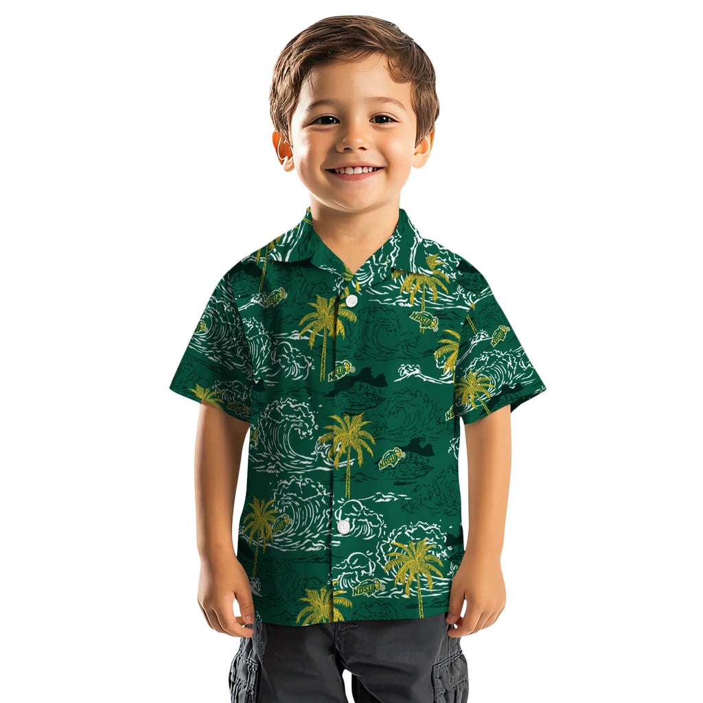 North Dakota State Bison Hawaiian Shirt - Wave Palm | Hula Hawaiian Shirts
