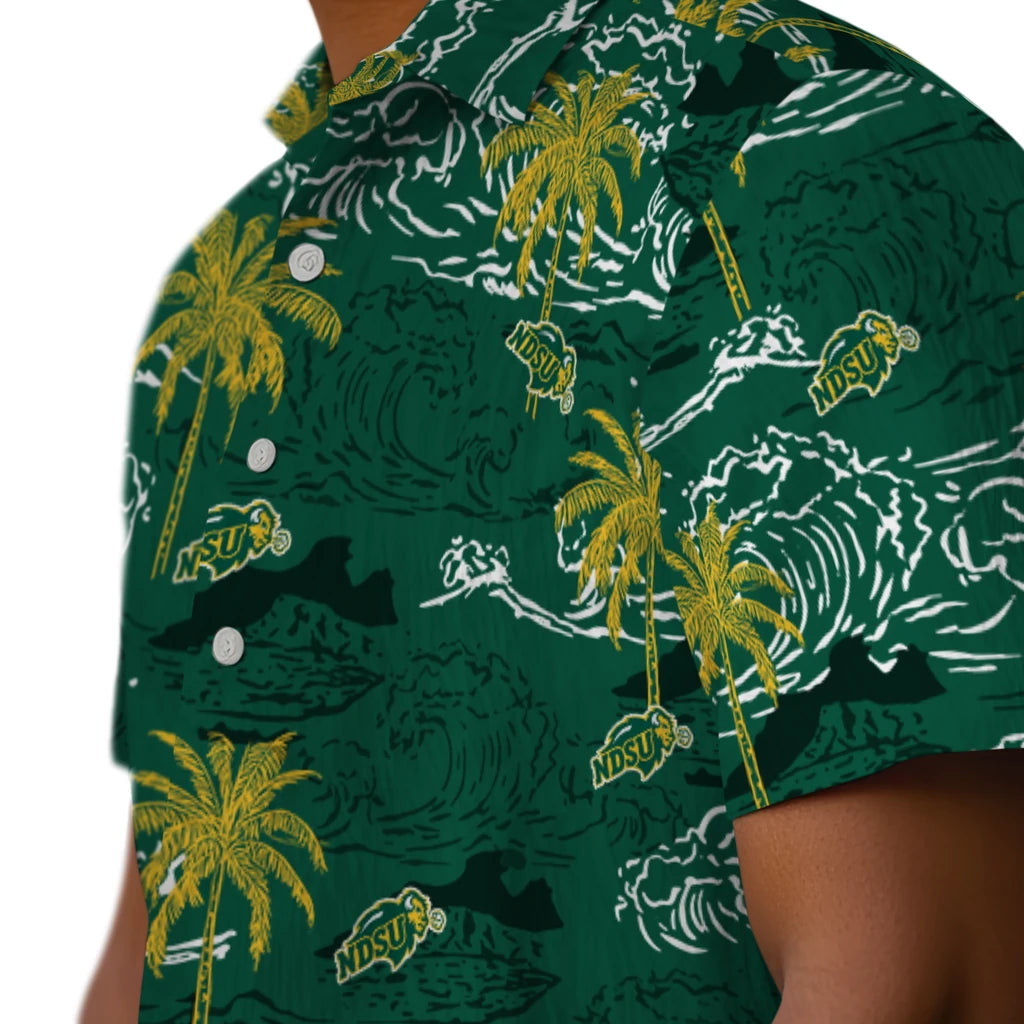 North Dakota State Bison Hawaiian Shirt - Wave Palm | Hula Hawaiian Shirts