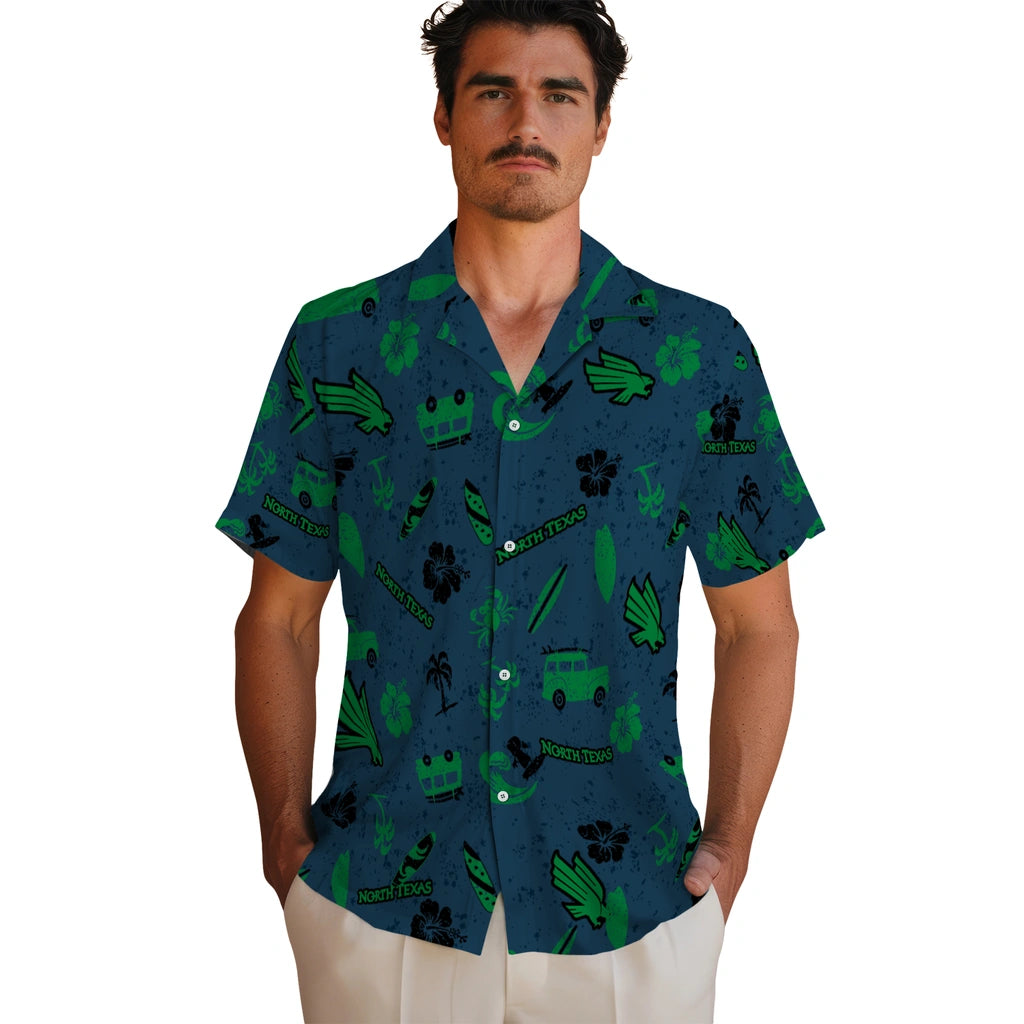 North Texas Mean Green Hawaiian Shirt - Beach Vibe | Hula Hawaiian Shirts