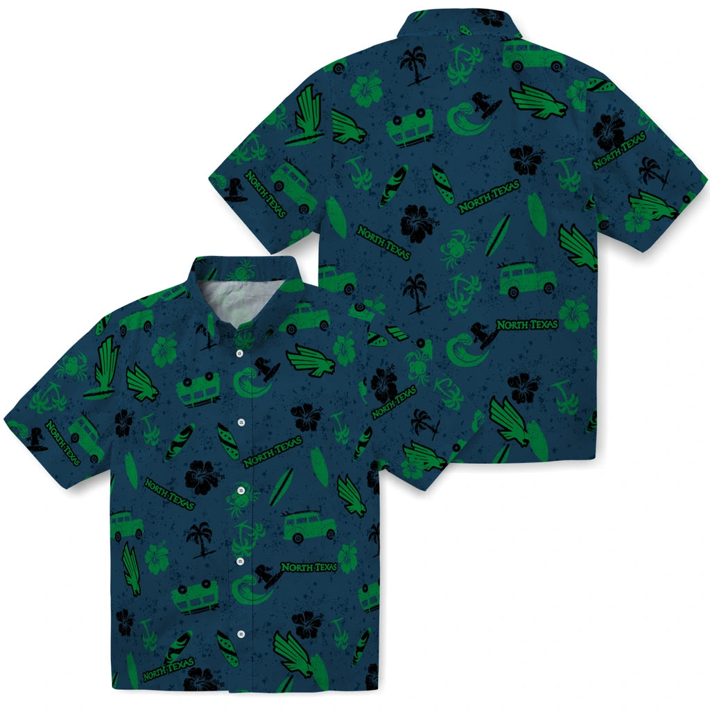North Texas Mean Green Hawaiian Shirt - Beach Vibe | Hula Hawaiian Shirts