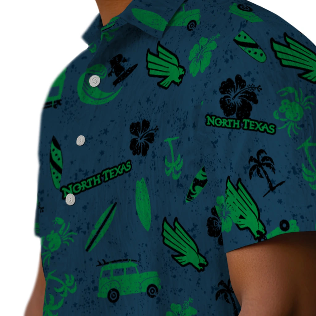 North Texas Mean Green Hawaiian Shirt - Beach Vibe | Hula Hawaiian Shirts