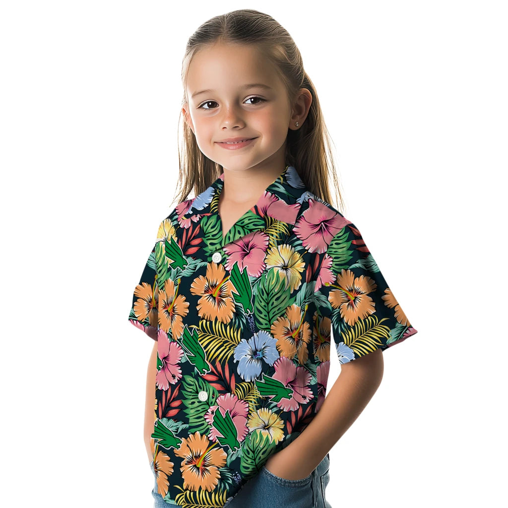 North Texas Mean Green Hawaiian Shirt - Brilliant Hibiscus Garden | Hula Hawaiian Shirts