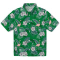 North Texas Mean Green Hawaiian Shirt - Flamingo and Hibiscus | Hula Hawaiian Shirts