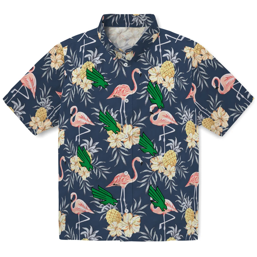North Texas Mean Green Hawaiian Shirt - Flamingo Hibiscus | Hula Hawaiian Shirts
