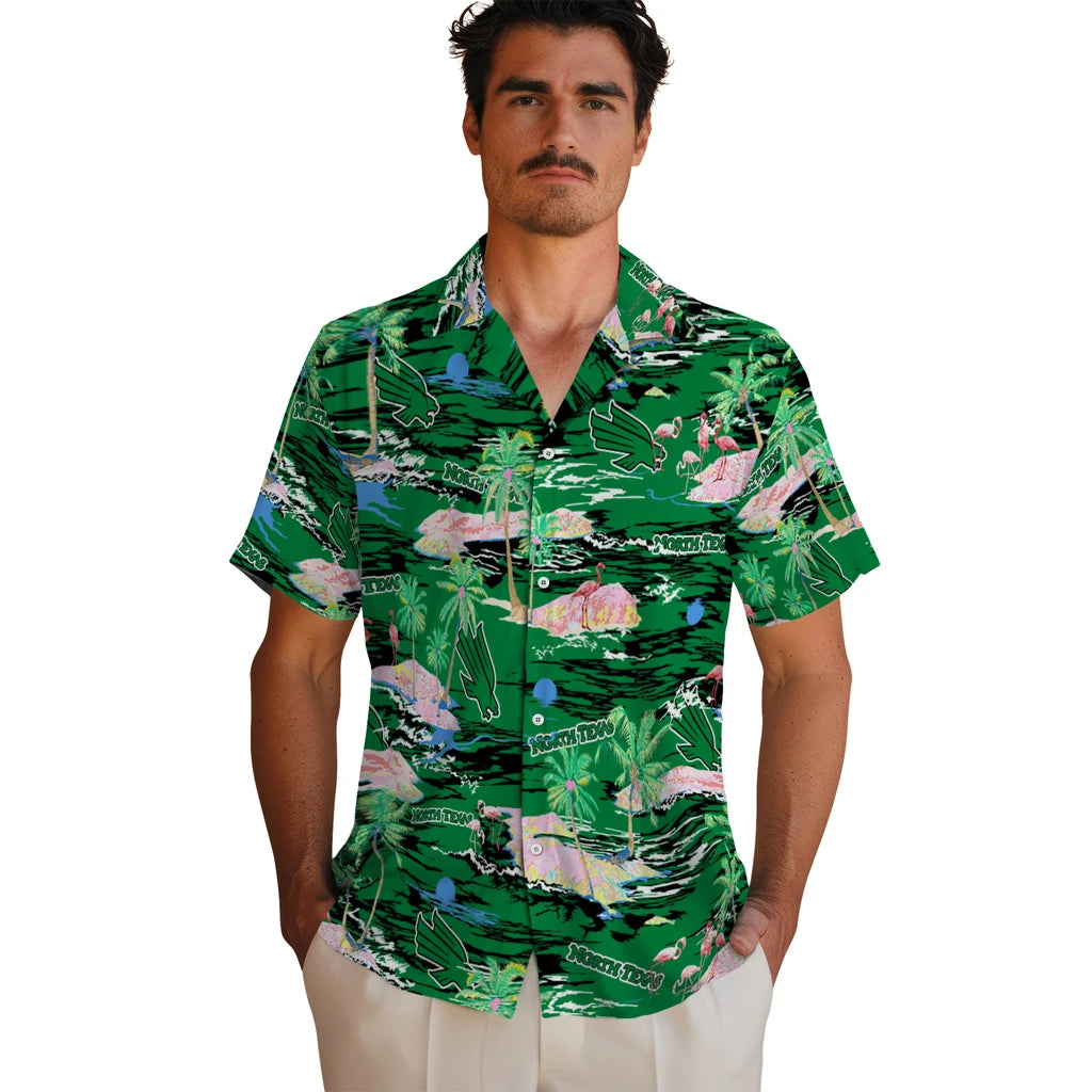 North Texas Mean Green Hawaiian Shirt - Hawaii Island | Hula Hawaiian Shirts