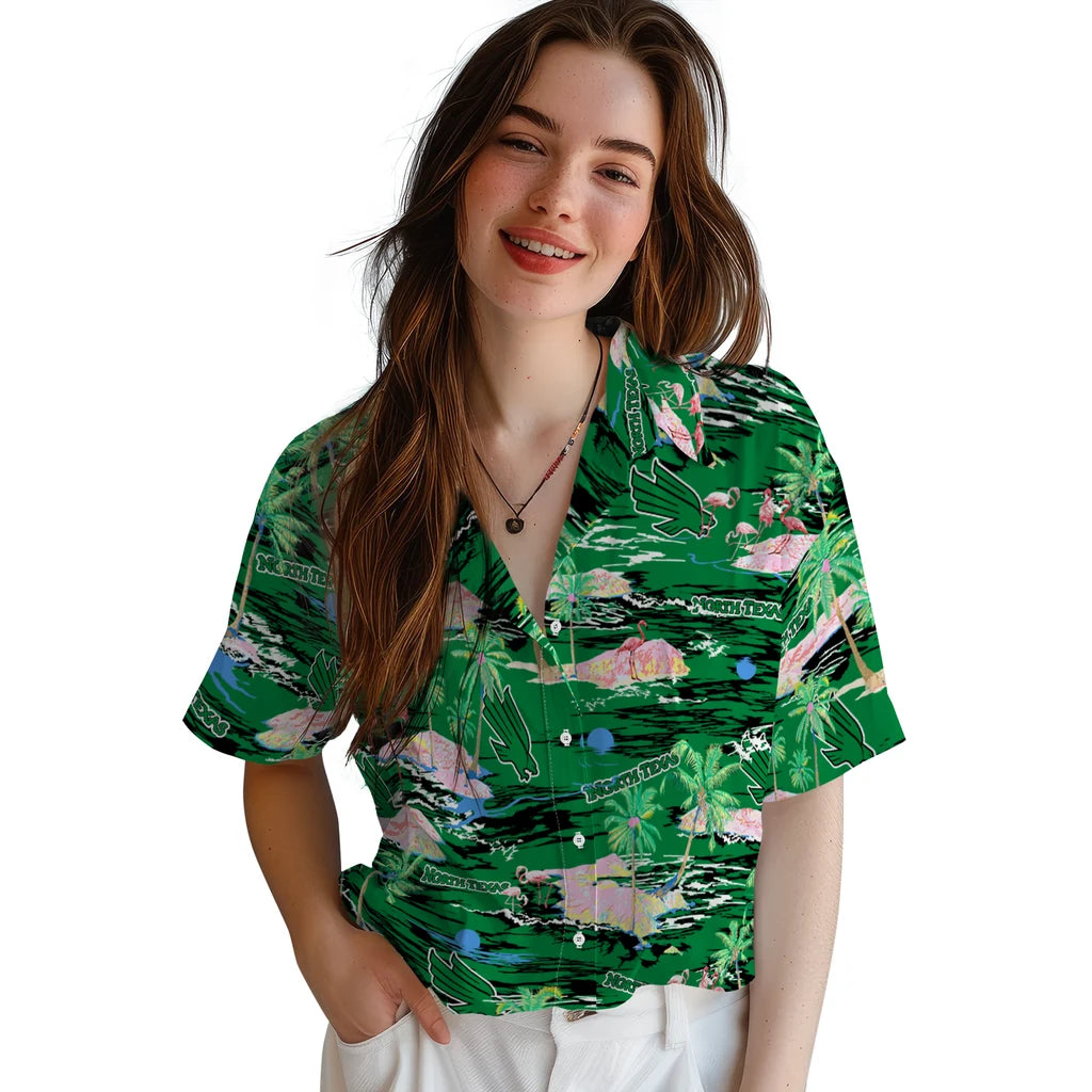 North Texas Mean Green Hawaiian Shirt - Hawaii Island | Hula Hawaiian Shirts