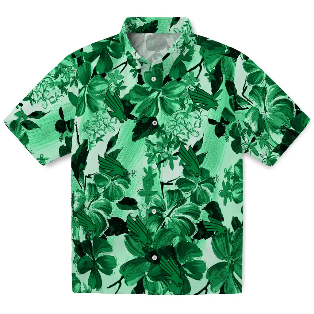 North Texas Mean Green Hawaiian Shirt - Hibiscus Arrangement | Hula Hawaiian Shirts