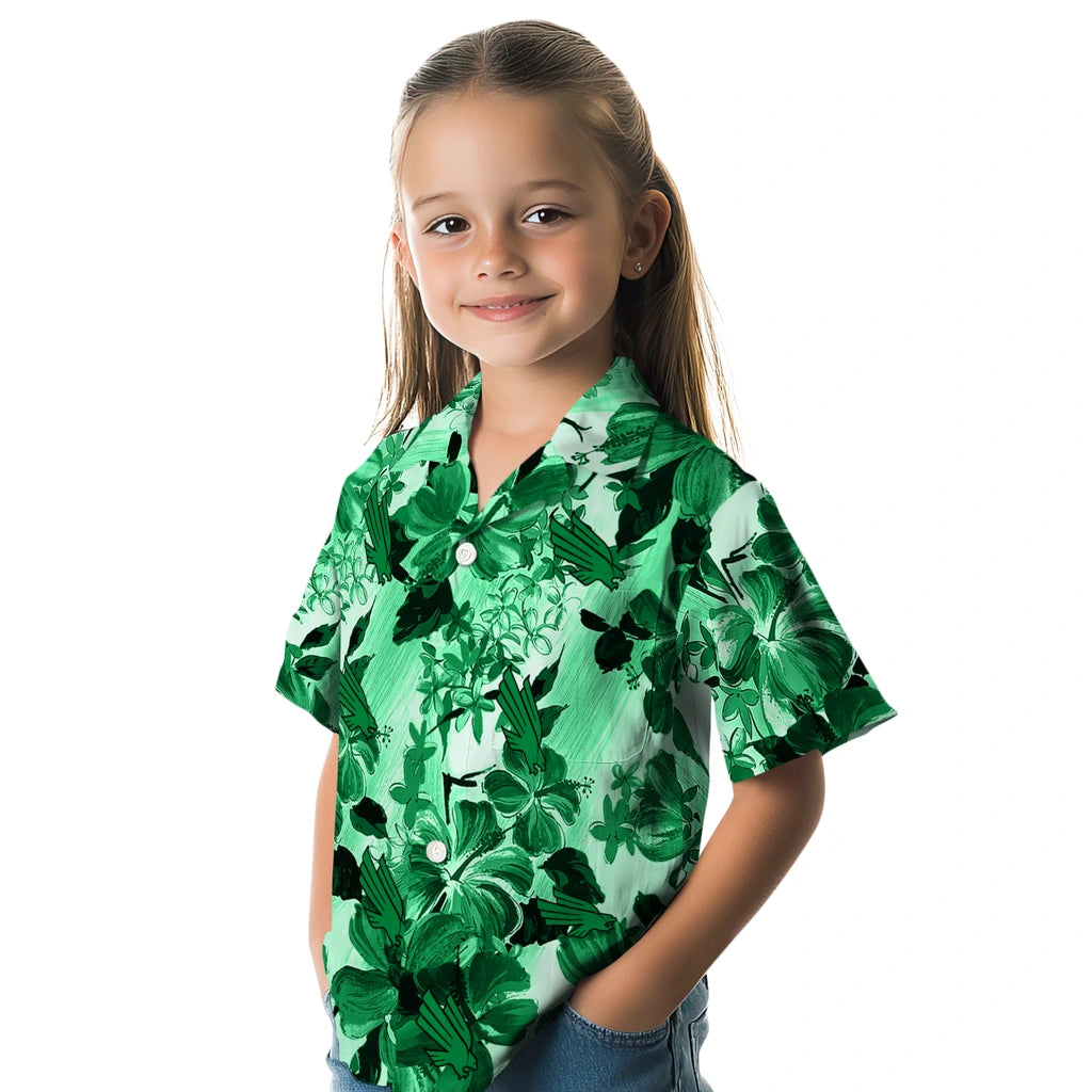 North Texas Mean Green Hawaiian Shirt - Hibiscus Arrangement | Hula Hawaiian Shirts