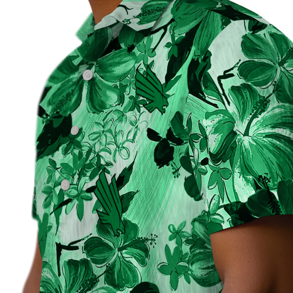North Texas Mean Green Hawaiian Shirt - Hibiscus Arrangement | Hula Hawaiian Shirts