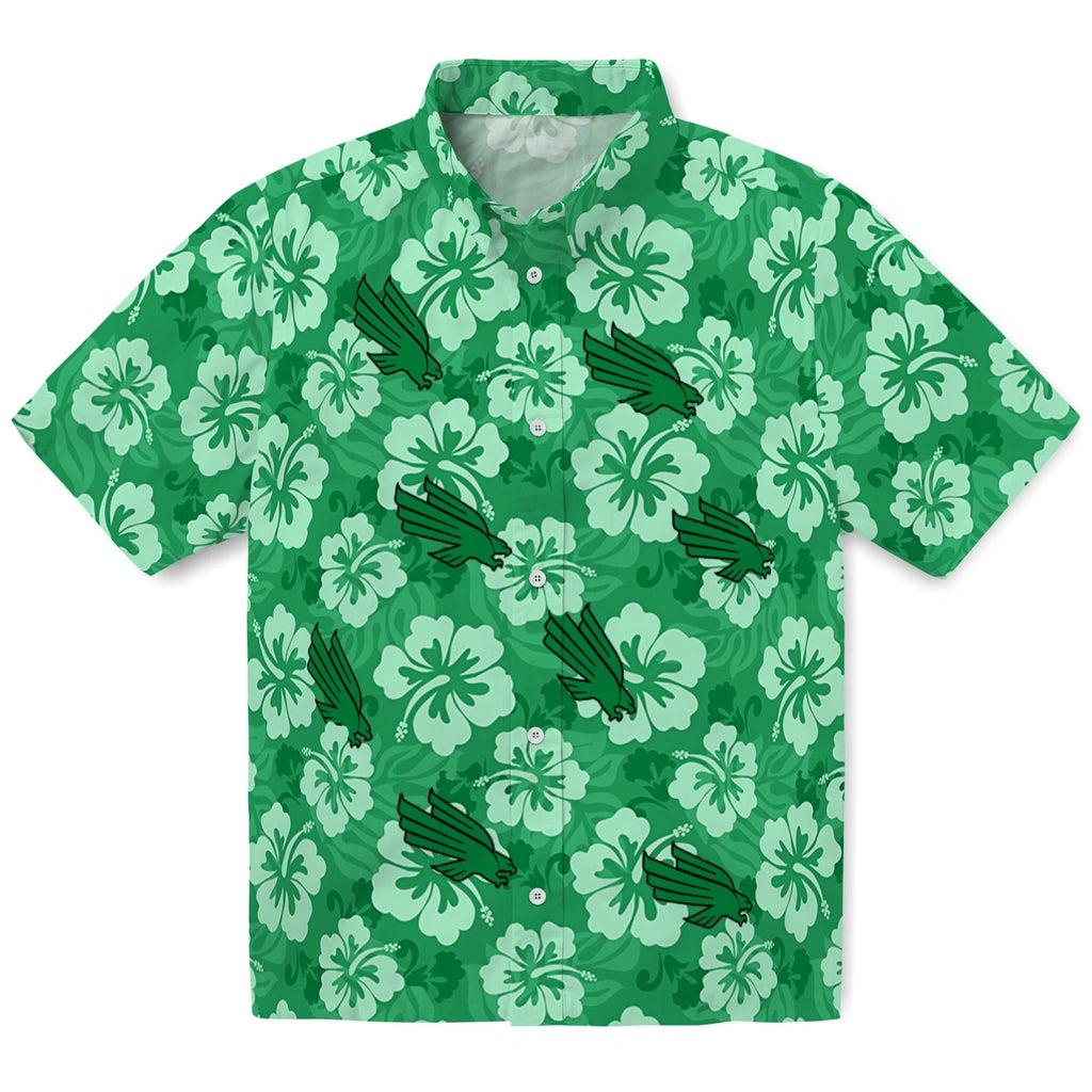 North Texas Mean Green Hawaiian Shirt - Hibiscus Cluster | Hula Hawaiian Shirts