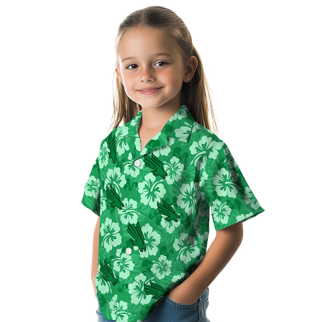 North Texas Mean Green Hawaiian Shirt - Hibiscus Cluster | Hula Hawaiian Shirts