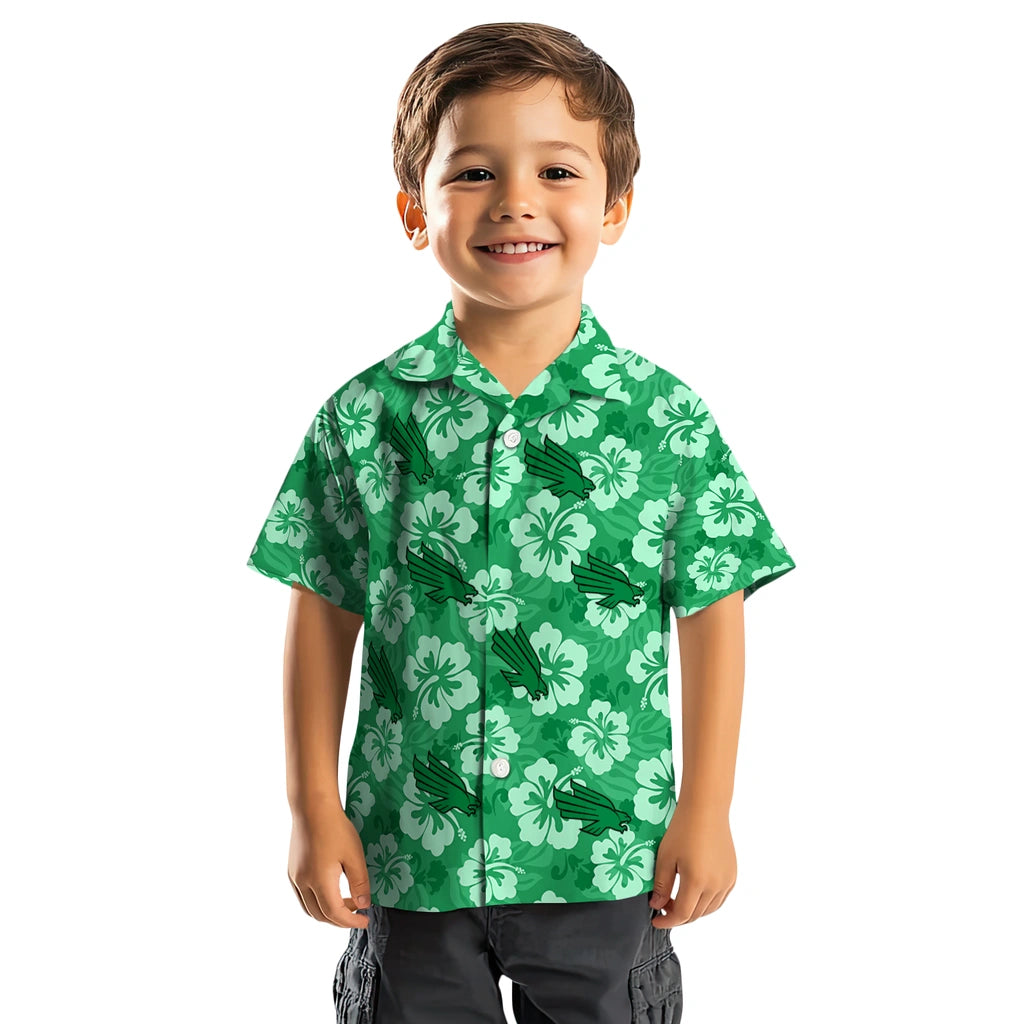 North Texas Mean Green Hawaiian Shirt - Hibiscus Cluster | Hula Hawaiian Shirts