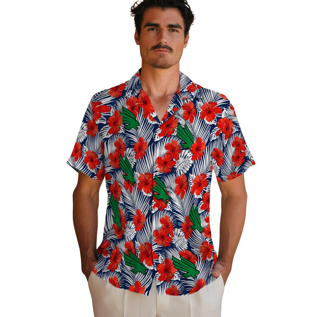 North Texas Mean Green Hawaiian Shirt - Hibiscus Fiesta | Hula Hawaiian Shirts
