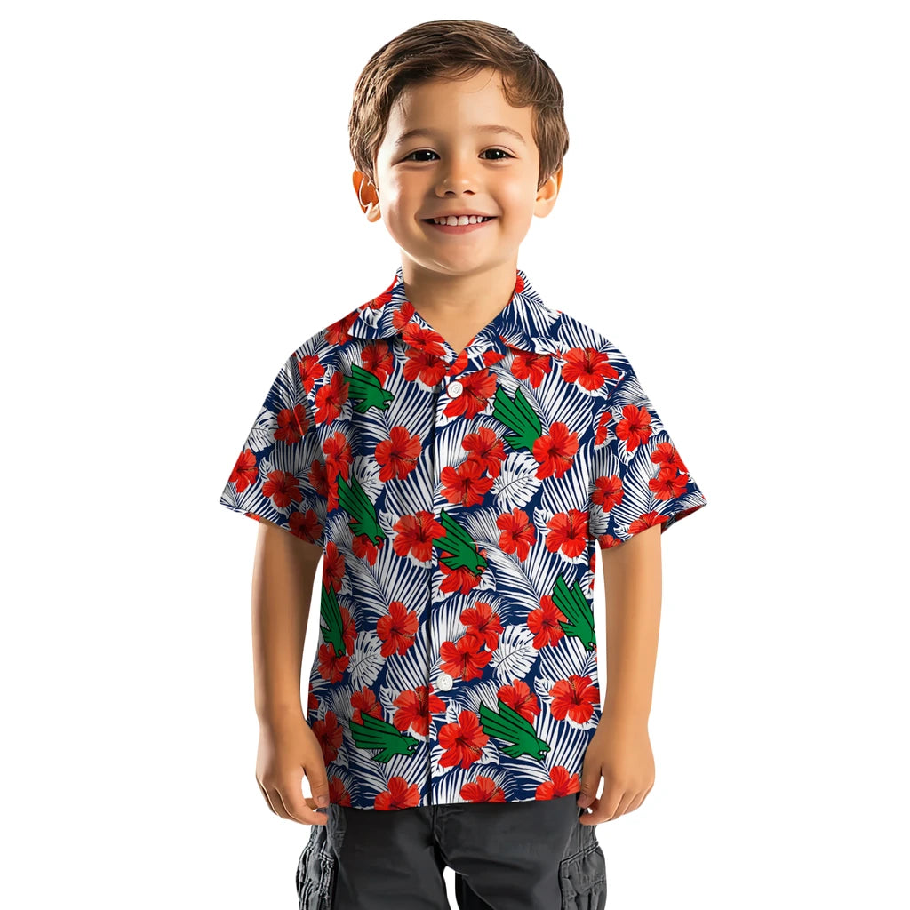 North Texas Mean Green Hawaiian Shirt - Hibiscus Fiesta | Hula Hawaiian Shirts