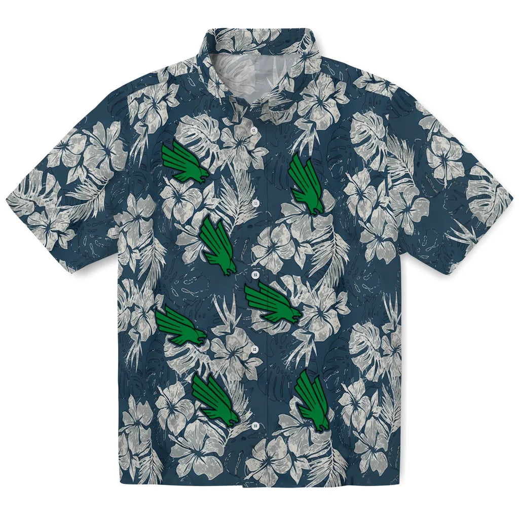 North Texas Mean Green Hawaiian Shirt - Hibiscus Flowers | Hula Hawaiian Shirts