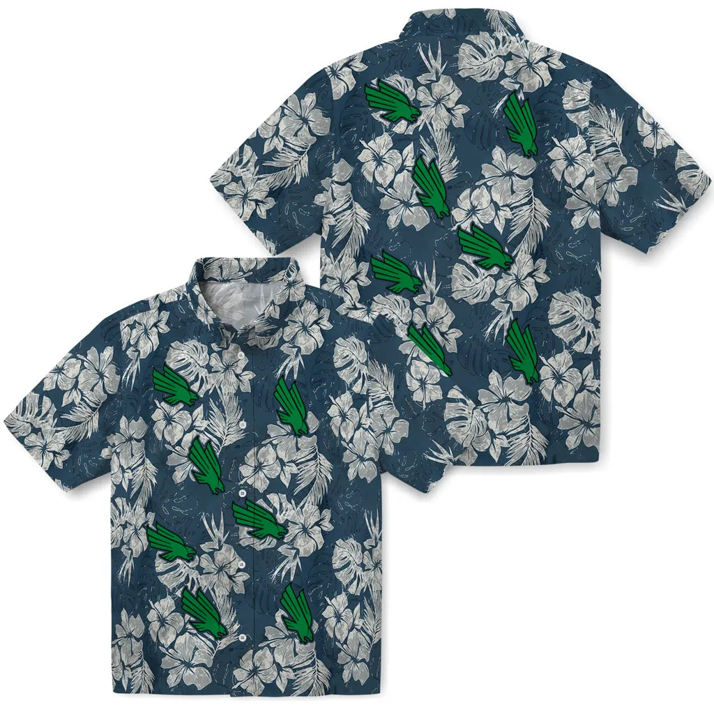 North Texas Mean Green Hawaiian Shirt - Hibiscus Flowers | Hula Hawaiian Shirts