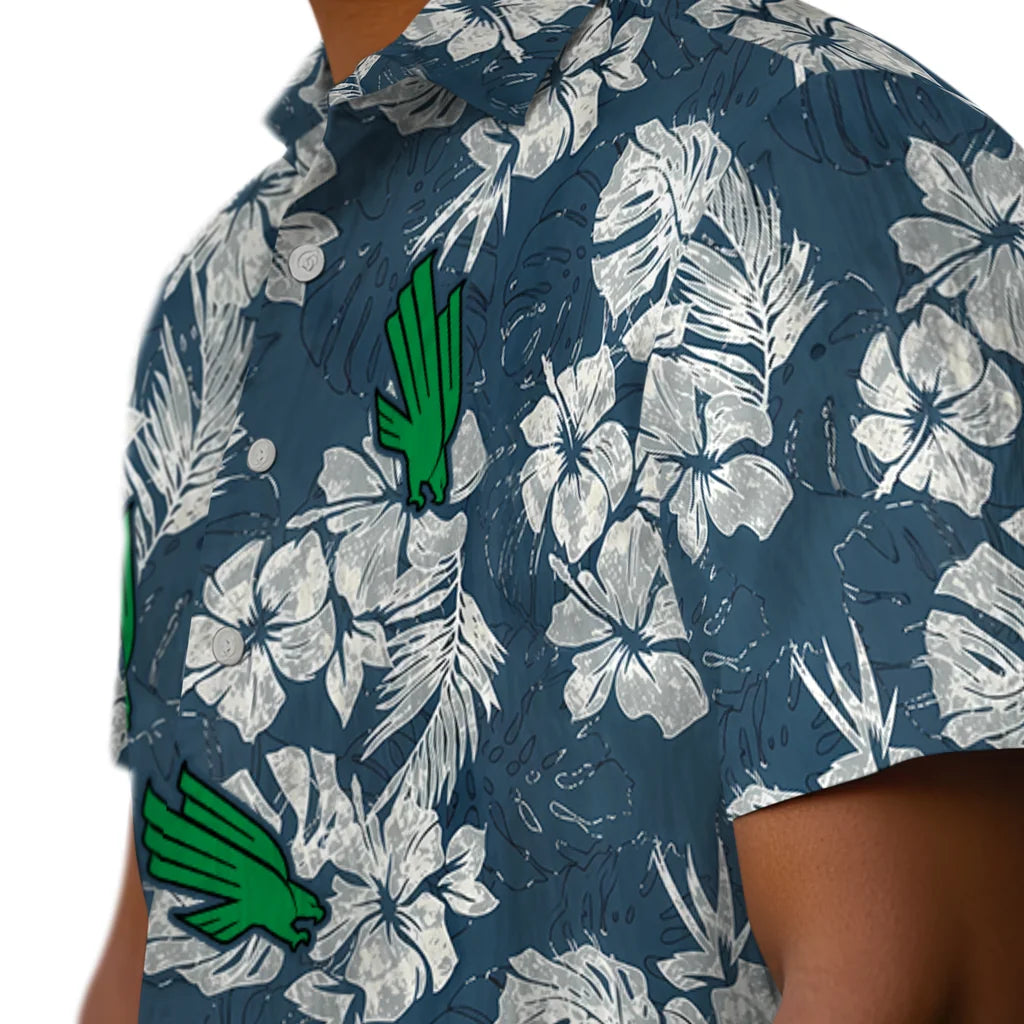 North Texas Mean Green Hawaiian Shirt - Hibiscus Flowers | Hula Hawaiian Shirts